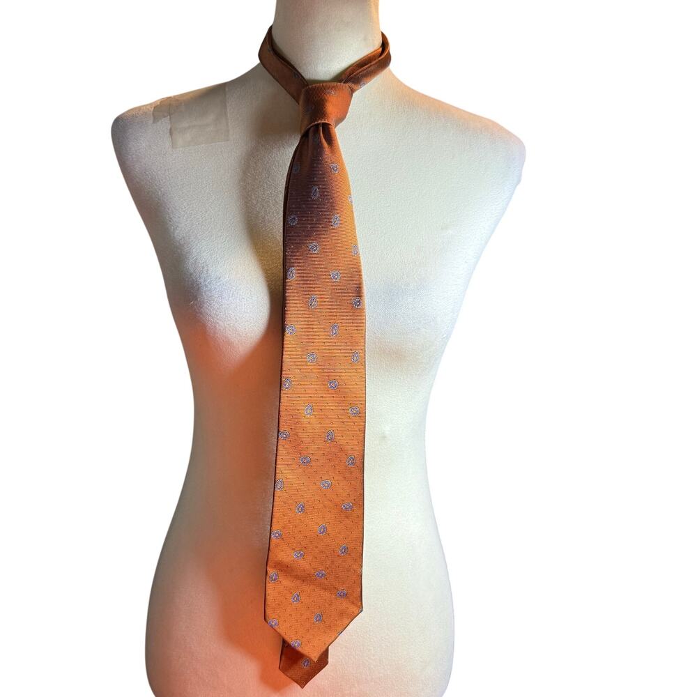 Tom James Classic Silk NeckTie, Burnt Orange Paisley